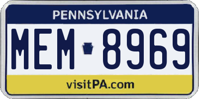 PA license plate MEM8969
