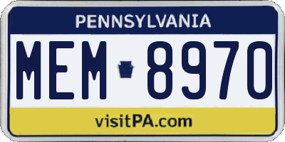 PA license plate MEM8970