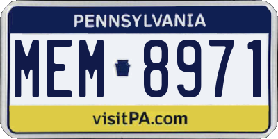 PA license plate MEM8971
