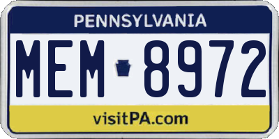 PA license plate MEM8972