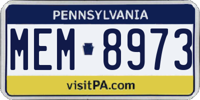 PA license plate MEM8973