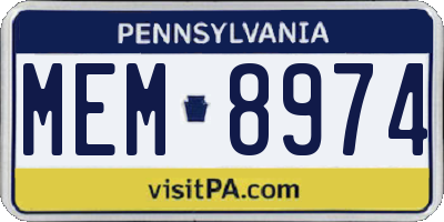 PA license plate MEM8974