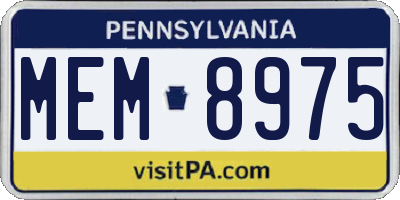 PA license plate MEM8975