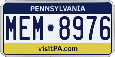 PA license plate MEM8976