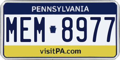 PA license plate MEM8977