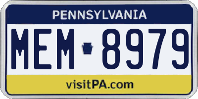 PA license plate MEM8979