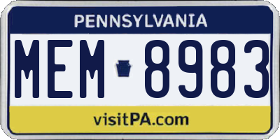 PA license plate MEM8983