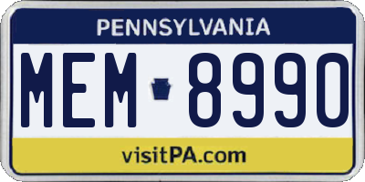 PA license plate MEM8990