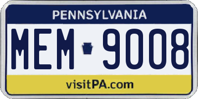 PA license plate MEM9008