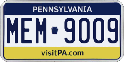 PA license plate MEM9009