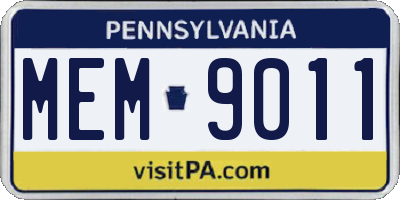PA license plate MEM9011
