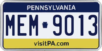 PA license plate MEM9013