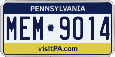 PA license plate MEM9014
