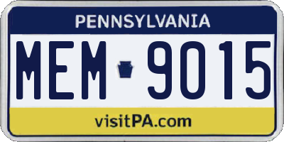 PA license plate MEM9015