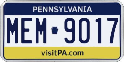 PA license plate MEM9017