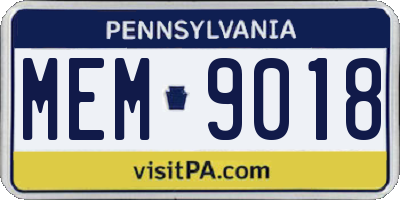 PA license plate MEM9018