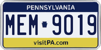 PA license plate MEM9019