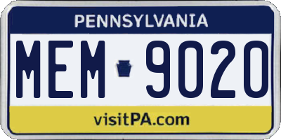 PA license plate MEM9020