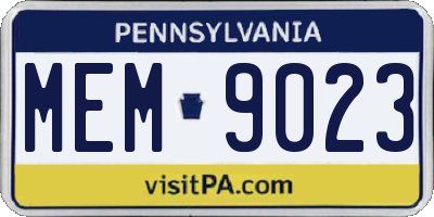 PA license plate MEM9023