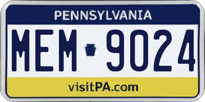 PA license plate MEM9024