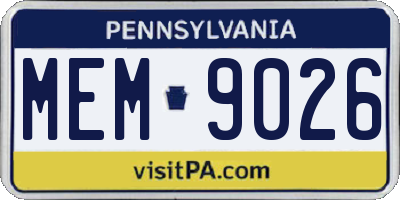 PA license plate MEM9026