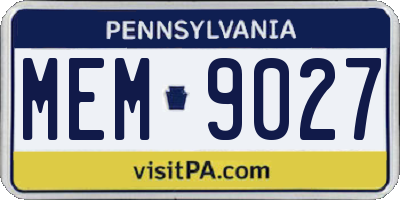 PA license plate MEM9027
