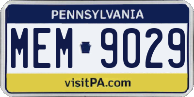 PA license plate MEM9029