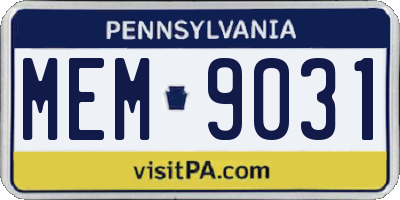 PA license plate MEM9031
