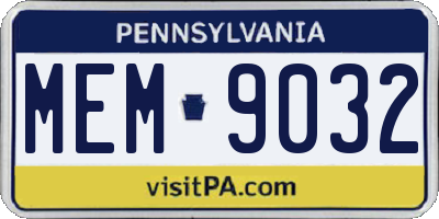 PA license plate MEM9032