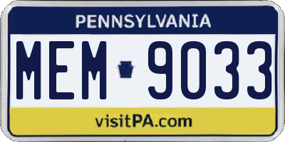 PA license plate MEM9033