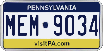 PA license plate MEM9034