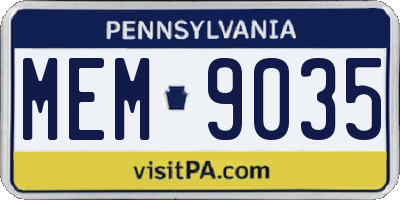PA license plate MEM9035