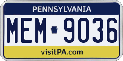 PA license plate MEM9036