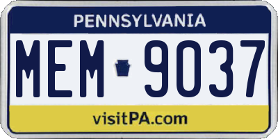 PA license plate MEM9037