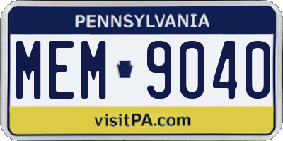 PA license plate MEM9040