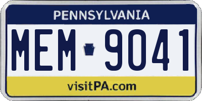 PA license plate MEM9041