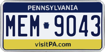 PA license plate MEM9043