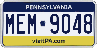 PA license plate MEM9048