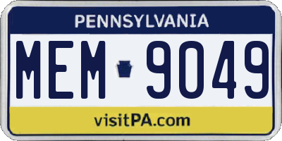 PA license plate MEM9049