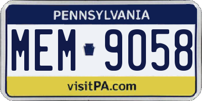 PA license plate MEM9058