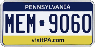 PA license plate MEM9060
