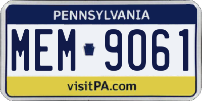 PA license plate MEM9061