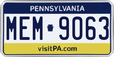 PA license plate MEM9063