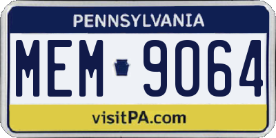 PA license plate MEM9064