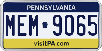 PA license plate MEM9065