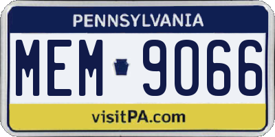 PA license plate MEM9066