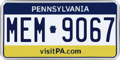 PA license plate MEM9067