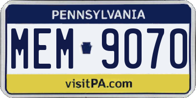 PA license plate MEM9070