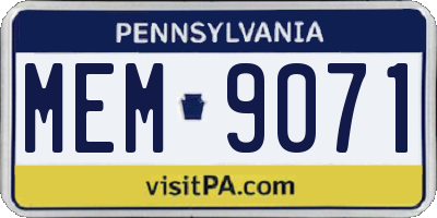 PA license plate MEM9071