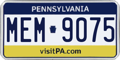 PA license plate MEM9075